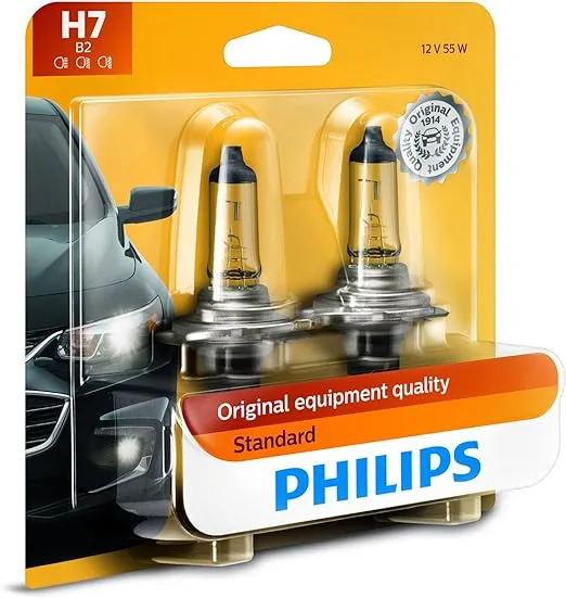 Philips automotive lighting H7 Standard Halogen Replacement Headlight Bulb, 2 Pack, white