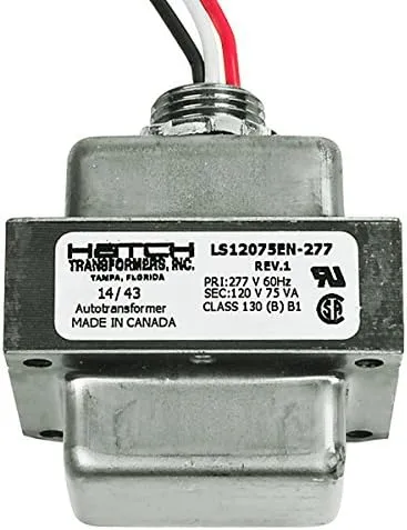 75 Watt - Step Down Transformer 277 Volt to 120 Volt - for Use with Halogen Lamps - Hatch LS12075EN-277
