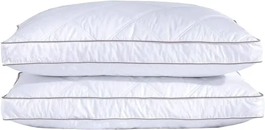 puredown® Goose Feathers and Down Pillow for Sleeping Gusseted Bed Hotel Collection Pillows, King, Set of 2