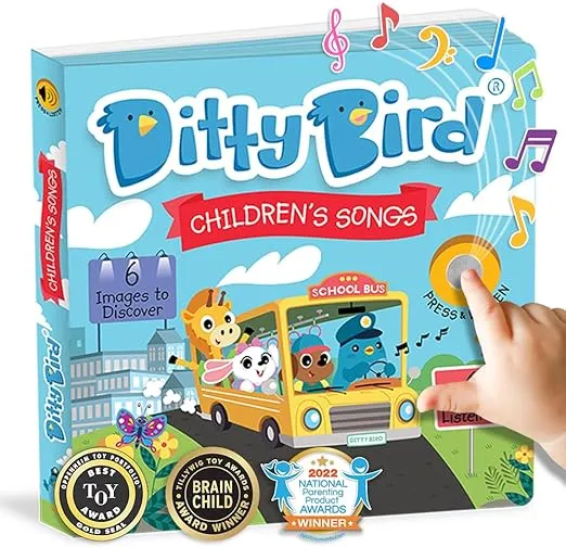 DITTY BIRD Musical Books for Toddlers | Fun Children's Nursery Rhyme Book | The Wheels On The Bus Book with Sound | Interactive Toddler Books for 1 Year Old to 3 Year Olds | Sturdy Baby Sound Books
