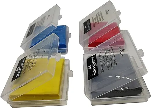 Faber-Castell knead Erasers - Drawing Art kneaded Erasers, Large size - 4 Pack (Assorted Colors)