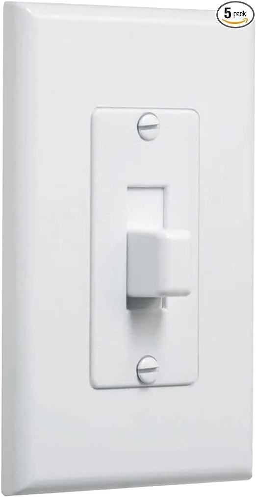 TayMac MW2570W Masque 1-Gang Decorator Style Toggle Switch Cover-Up Wall Plate, 5-Pack, White