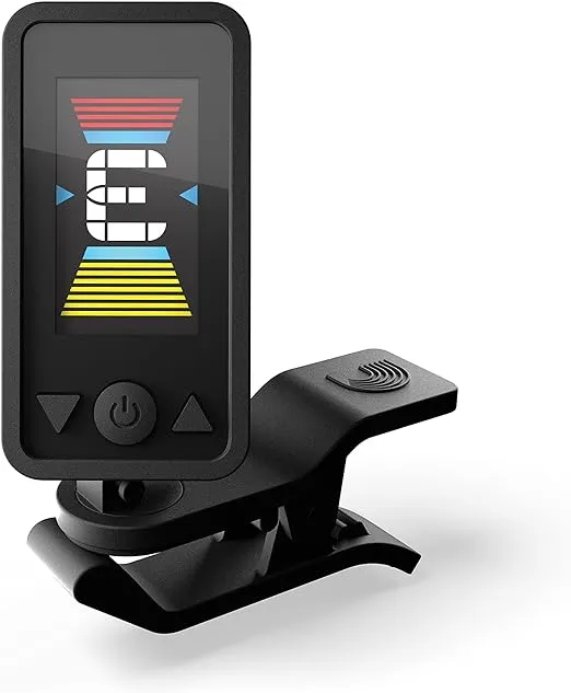 D'Addario Accessories Rechargeble Guitar Tuner - Eclipse Headstock Tuner - Clip On Tuner for Guitar - Great for Acoustic Guitars & Electric Guitars - Quick & Accurate Tuning