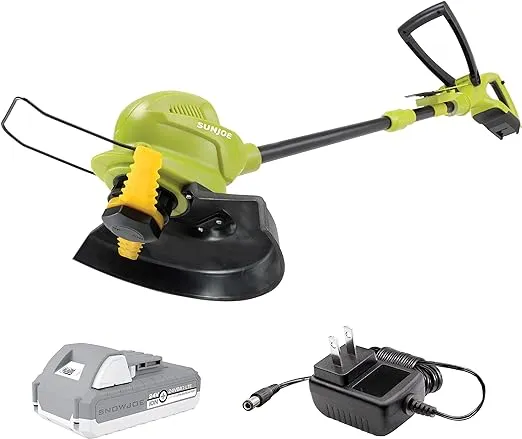Sun Joe 24V-SB10-LTE 24-Volt IONMAX 10-in. Cordless SharperBlade Stringless Lawn Trimmer, Kit (w/2.0-Ah Battery + Quick Charger)