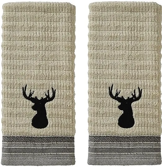SKL Home Aspen Lodge Hand Towel Set, Cotton, Wheat Small