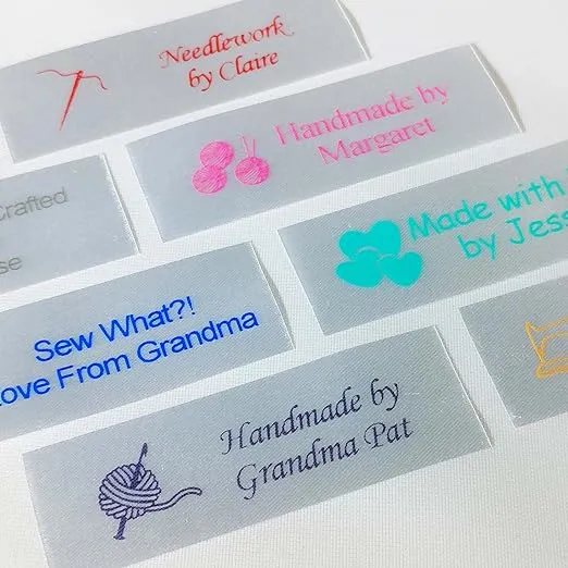Personalized Satin Sewing Labels for Knitting, Quilting and Sewing Crafts 3/4" x 2 1/2" (20mm x 60mm) (50)