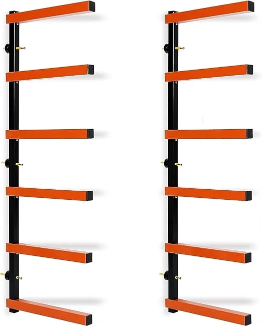ECOTRIC Lumber Rack Wall Mount Wood Organizer Lumber Organizer - Heavy Duty Metal 6 Levels Shelf Lumber Storage Rack Max 600 Lb (1 Pack)