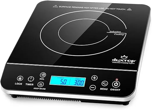 Duxtop Portable Induction Cooktop Burner, Induction Hot Plate with LCD Sensor Touch 1800 Watts, Silver 9600LS/BT-200DZ
