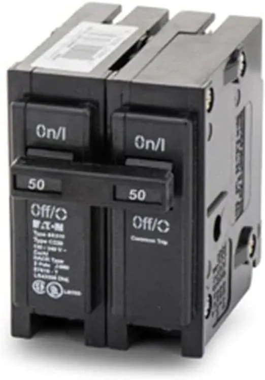 EATON CORPORATION Eaton Br250 Double Pole Interchangeable Circuit Breaker, 120/240V, 50-Amp, Pack of 1, No Color