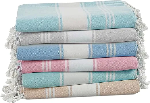 Lane Linen Beach Towel For Women, Turkish Beach Towels Set Of 6, Pre-Washed, No-Shrink Sand Free Beach Towels Large, Quick Dry, Lightweight Travel Towel, Soft Beach Bath Towel, 39"x71" - Vintage Beach