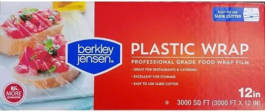 Berkley Jensen Professional Plastic Wrap with Cutter Slide 3000 Foot X 12 Inches Food Service Film