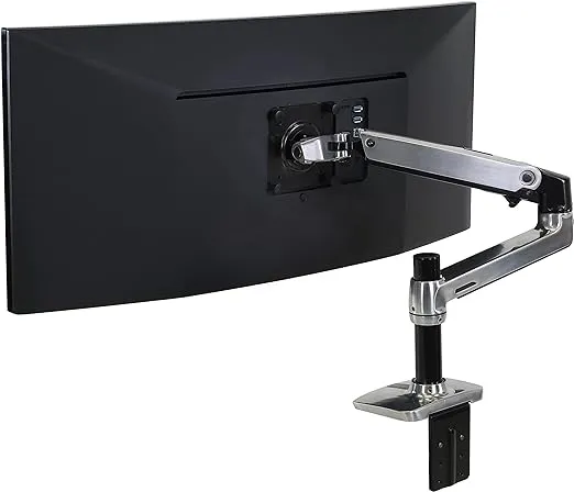 Ergotron – LX Premium Monitor Arm, Single Monitor Desk Mount – fits Flat Curved Ultrawide Computer Monitors up to 34 Inches, 7 to 25 lbs, VESA 75x75mm or 100x100mm – Polished Aluminum