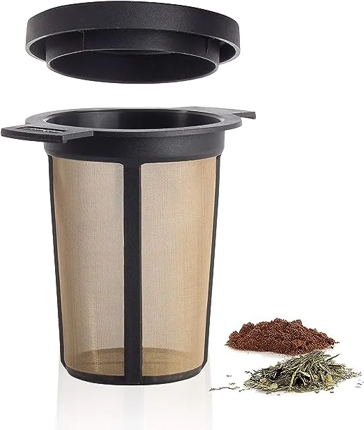 Finum Reusable Stainless Steel Coffee and Tea Infusing Mesh Brewing Basket, Large, Black