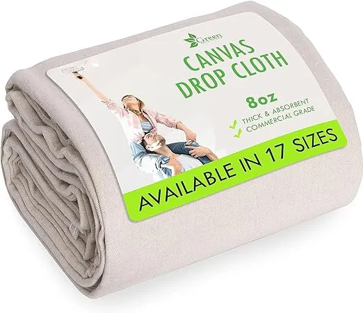 All Purpose Canvas Drop Cloth - Canvas Tarp, Canvas Fabric Drop Cloth Curtains, Drop Cloth for Painting, Floor & Furniture Protection, Painters Drop Cloth, Paint Drop Cloth (Canvas Sheet 4x10)