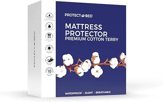 Protect-A-Bed, Premium Cotton-Terry Mattress Protector, Waterproof, 5-sided, King