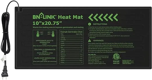 BN-LINK Seedling Heat Mat 10" x 20.75" Warm Hydroponic Heating Pad Waterproof for Seed Starting Greenhouse and Germination