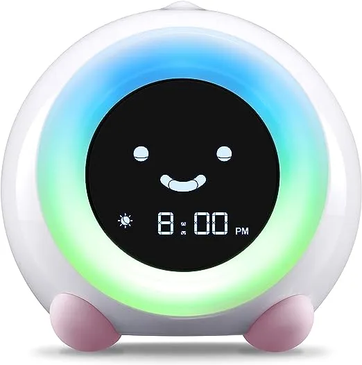 LittleHippo MELLA: Ready to Rise Children's Sleep Trainer, Night Light, Sound Machine and OK to Wake Alarm Clock for Toddlers and Kids - Blush Pink