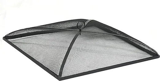 Sunnydaze Heavy-Duty Black Steel Mesh Fire Pit Spark Screen Cover - 24-Inch Square