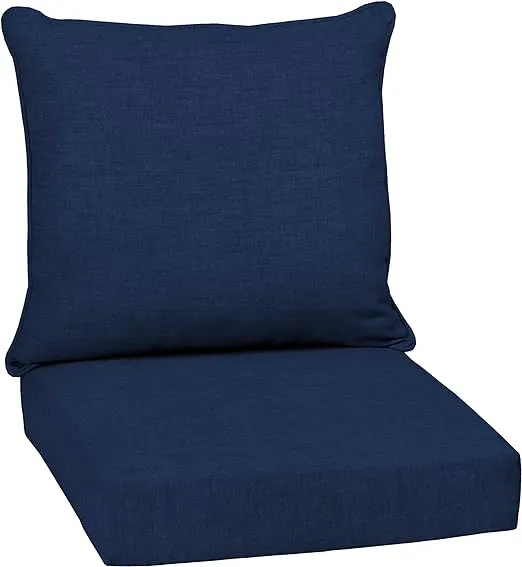 Arden Selections Outdoor Deep Seat Set, 24 x 24, Rain-Proof, Fade Resistant, Deep Seat Bottom and Back Cushion 24 x 24, Sapphire Blue Leala
