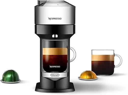 Nespresso Vertuo Next Deluxe Coffee and Espresso Machine by De'Longhi, Chrome