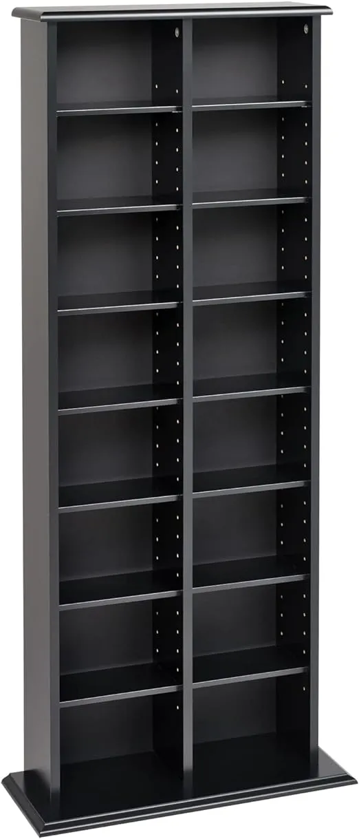 Prepac 2 Column Tall Cabinet Media, Double Multimedia Storage Tower, Black
