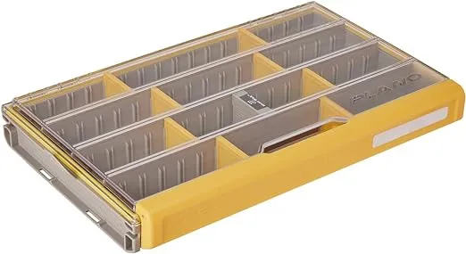 Plano EDGE 3700 Premium Tackle Utility Box, Gray and Yellow, Stackable Organizers, Waterproof, Rust-Resistant Bait and Tackle Storage