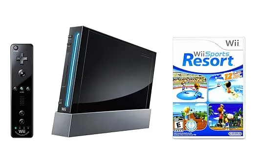 Nintendo Wii Console Black with Wii Sports Resort (Renewed)