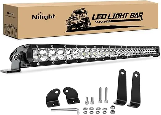 Nilight - 40005C-A 31inch 150W Spot & Flood Combo Single Row 14500LM Off Road LED Fog & Driving Roof Bumper Light Bars for Jeep Ford Trucks Boat, 2 Years Warranty
