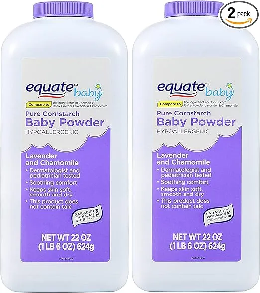 Pure Cornstarch Baby Powder with Lavender and Chamomile (2 Pack)