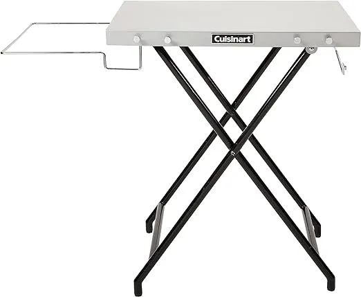 Cuisinart Fold ‘n Go Prep Table, Portable Folding Table & Grill Stand with Tool hooks, Trash Bag Holder & Paper Towel Rack, 24” x 20” Steel Food Prep Station Perfect for BBQs, Tailgates & Camping