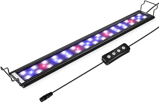 hygger 9W Full Spectrum Aquarium Light with Aluminum Alloy Shell Extendable Brackets, White Blue Red LEDs, External Controller, for Freshwater Fish Tank (12-18 inch)