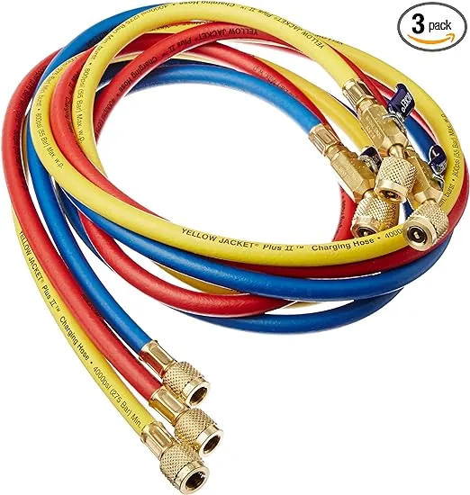 Yellow Jacket 29986 Plus II 1/4" Hose with Compact Ball Valve, 72" (Pack of 3)