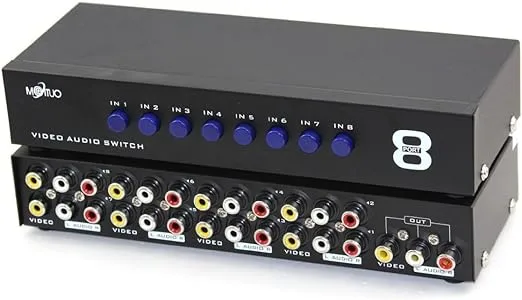 E-SDS 8-Way AV Switch RCA Switcher 8 in 1 Out Composite Video L/R Audio Selector Box for DVD STB Game Consoles CV0235