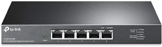 TP-Link TL-SG105-M2 | 5 Port Multi-Gigabit Unmanaged Network Switch, Ethernet Splitter | 2.5G Bandwidth | Plug & Play | Desktop/Wall-Mount | Fanless Metal Design