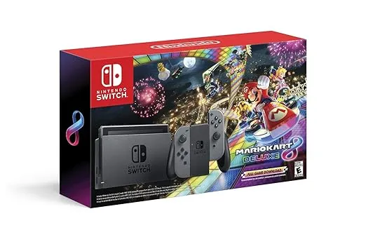Nintendo Switch w/ Gray Joy-Con + Mario Kart 8 Deluxe (Full Game Download) - Switch