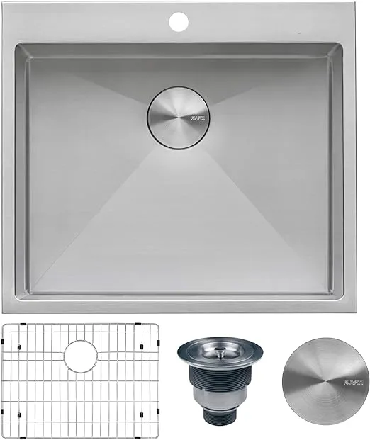 Ruvati Topmount Laundry Utility Sink 25 x 22 x 12 inch Deep Tight Radius 16 Gauge Stainless Steel - RVU6015