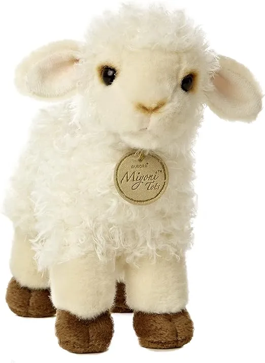 Aurora® Adorable Miyoni® Tots Baby Lamb Stuffed Animal - Lifelike Detail - Cherished Companionship - White 7 Inches