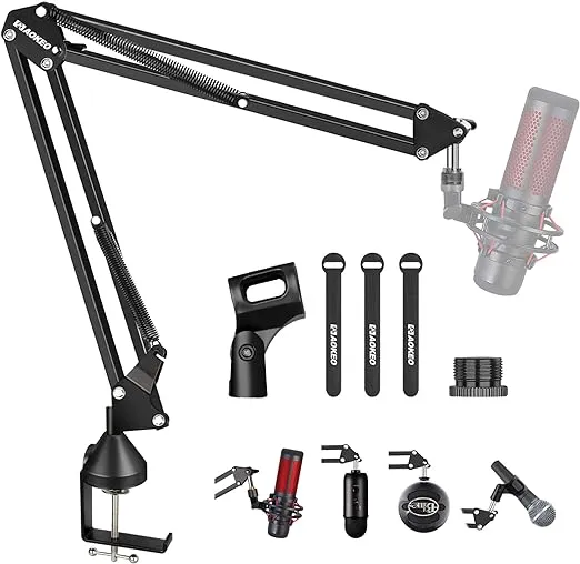 Microphone Arm Stand,Aokeo AK-35 Microphone Desk Stand-Microphone Suspension Boom Scissor Arm Stand For Blue Yeti,Blue Snowball iCE,QuadCast,Elgato