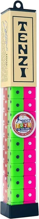 TENZI Dice Party Game - A Fun, Fast Frenzy for The Whole Family - 4 Sets of 10 Colored Dice with Storage Tube - Colors May Vary