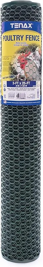 Tenax 090786 Poultry Fence, Green, 3'x25'
