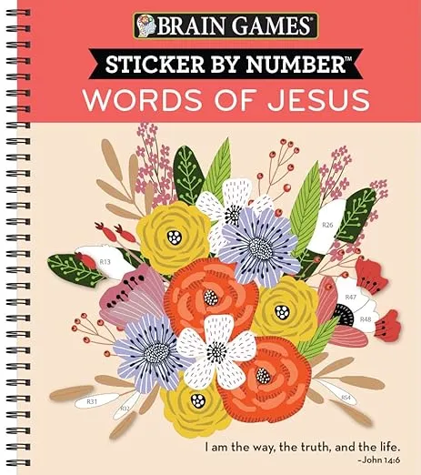 Brain Games - Sticker by Number: Words of Jesus (28 Images to Sticker)