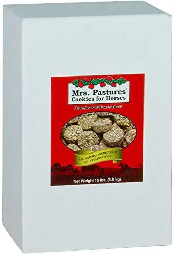 Mrs Pastures Cookies and Treats for Horses - Premium Horse Treats - Made with Apples, Oats, and Rolled Barley - Preservative Free - All Natural Ingredients - No Corn or Soy (15lb Refill Box)