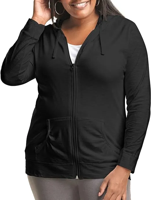 Just My Size Women's Full Zip Slub Hoodie Plus Size
