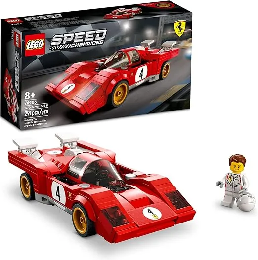 LEGO Speed Champions 1970 Ferrari 512 M 76906 Building Set - Sports Red Race Car Toy, Collectible Model Building Set with Racing Driver Minifigure, Gift for Grandchildren, Boys, Girls and Kids Ages 8+