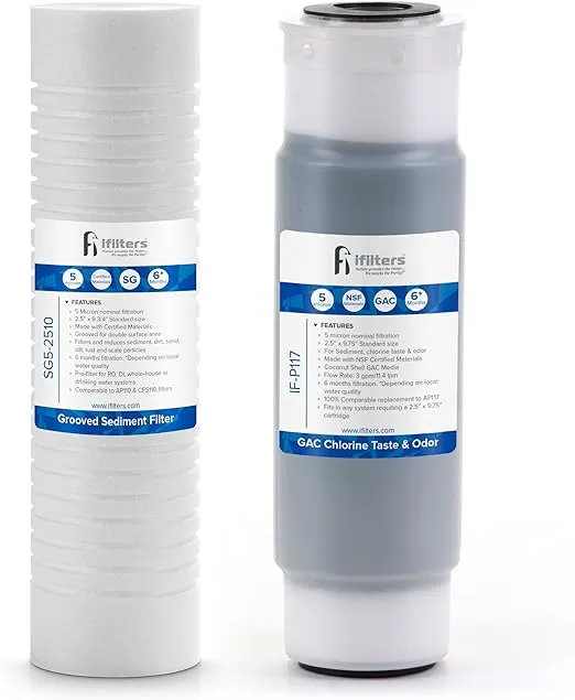 LWH-D Replacement Filter Set - Whole House 2 Stage Sediment - Rust & CTO Filters - 2.5" x 10 - Interchangeable with AP117 & AP110 Filter Models