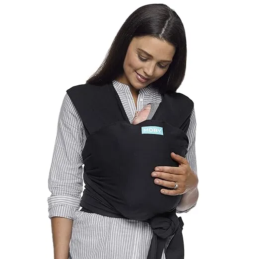 Moby Wrap Baby Carrier | Classic | Baby Wrap Carrier for Newborns & Infants | #1 Baby Wrap | Go to Baby Gift | Keeps Baby Safe | Adjustable for All Body Types | Perfect for Mom & Dad | Black