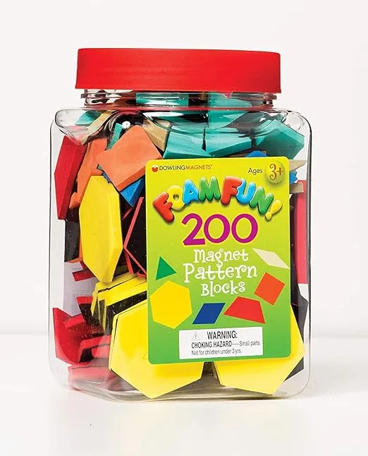 Dowling DO-732100 Magnets Foam Fun Magnet Pattern Blocks,Red/Blue/Yellow/green/Orange/Tan