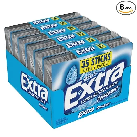 EXTRA Gum Peppermint Sugarfree Chewing Gum Mega Pack, 35 Sticks (Pack of 6)