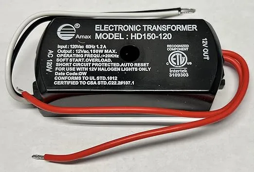 150 Watt - Step Down Transformer - 120 Volt to 12 Volt - For Use with 12V Halogen Lamps - PLT BSET150