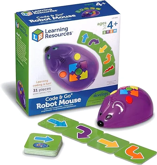 Learning Resources Code & Go Robot Mouse - 31 Pieces, Ages 4+, Coding STEM Toys, Screen-Free Coding Toys for Kids